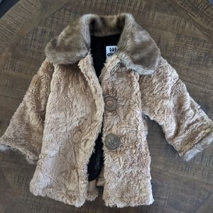 Kids Faux Fur Coat - Tan